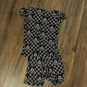 Kids Checkered Mickey Mouse Shorts Set